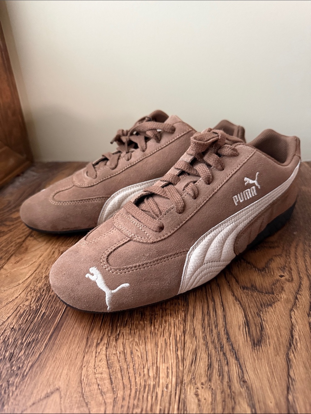 Puma Men’s Brown Speedcat Suede Sneakers with White stripe